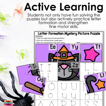 Halloween Kindergarten Writing Center Letter Tracing Mystery Picture Puzzles - Image 3