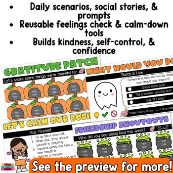October SEL Morning Meeting Slides for Kindergarten SEL Activities for 1st Grade - Image 4