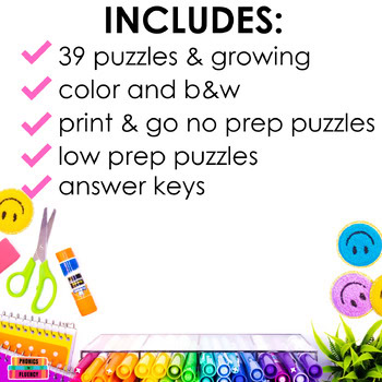 CVC No Prep & Low Prep Mystery Picture Puzzles CVC Literacy Center Kindergarten - Image 2
