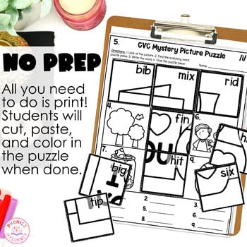 Valentines Day CVC Mystery Picture Puzzles CVC Activities February Kindergarten - Image 3