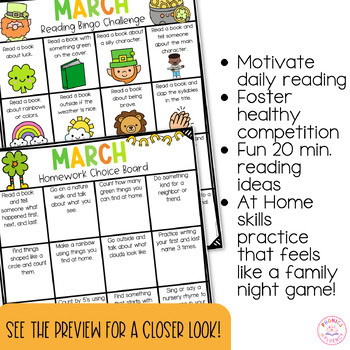 Kindergarten March Reading Challenge Reading Log March St. Patricks Day Reading - Image 4