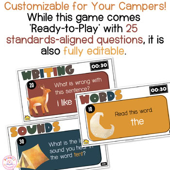 Kindergarten End of Year Activities Review Game Show Quiz Camping Theme - Image 3