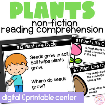 Plant Parts Needs Life Cycle Kindergarten Non Fiction Reading Comprehension