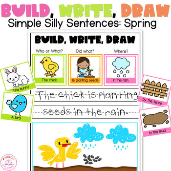 Sentence Writing Sentence Building Cards Spring Writing Activities Kindergarten