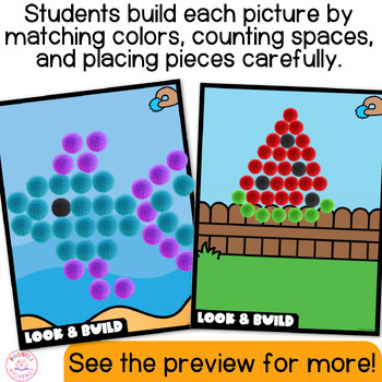 Summer Pom Pom Fine Motor Task Boxes & Mats Look & Build Activity Kindergarten - Image 4