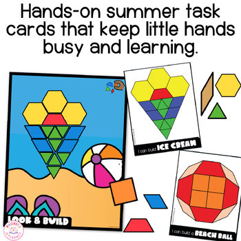 Summer Pattern Blocks Fine Motor Task Boxes Look Build Activity Kindergarten - Image 2