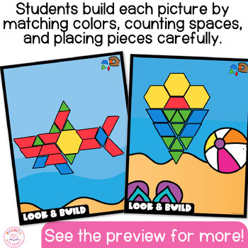 Summer Pattern Blocks Fine Motor Task Boxes Look Build Activity Kindergarten - Image 4