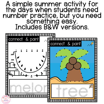 Summer Dot to Dot Worksheets Q Tip Painting Dot to Dot Fine Motor Summer Pre-k - Image 3