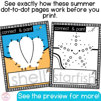 Summer Dot to Dot Worksheets Q Tip Painting Dot to Dot Fine Motor Summer Pre-k - Image 4