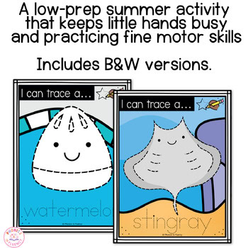 Fine Motor Skills Summer Tracing Printable Tracing Ocean Animals Kinder Pre-k - Image 3