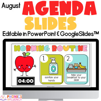 August Morning Agenda Slides Daily Agenda Google Slides™ Kindergarten 1st 2nd