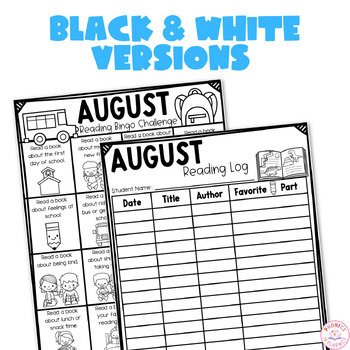 Kindergarten Reading Challenge Reading Log August Back to School Homework Choice - Image 3