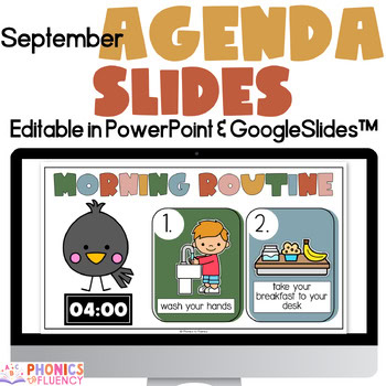 September Morning Agenda Slides Daily Agenda Google Slides™ Kindergarten 1st 2nd