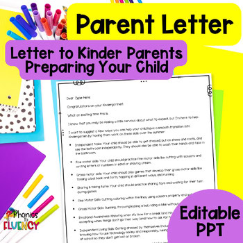 Kindergarten Readiness Checklist Letter to Parents