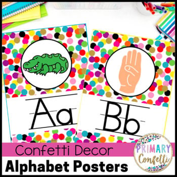 Confetti Classroom Decor | Confetti Decor | ASL Alphabet Posters