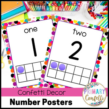 Confetti Classroom Decor | Number Posters 1-20