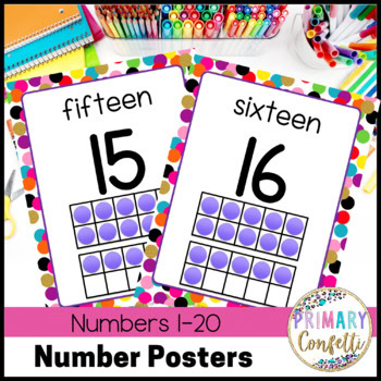 Confetti Classroom Decor | Number Posters 1-20 - Image 3