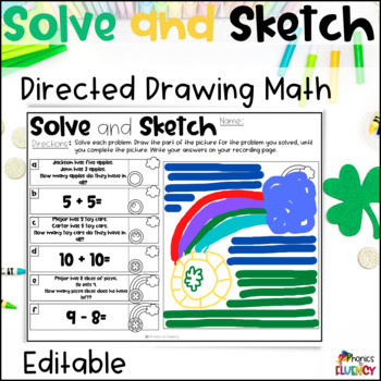 St. Patrick's Day Math Centers - Directed Drawing Math - Editable