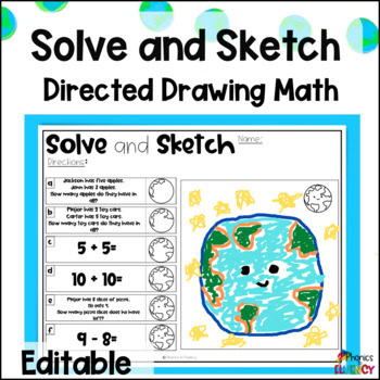 Earth Day Math Activities - Directed Drawing Math - Editable