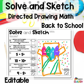Back to School Math Activities - Directed Drawing Math - First Grade - Editable