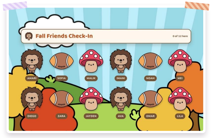 Fall Attendance Tracker with a class checked in
